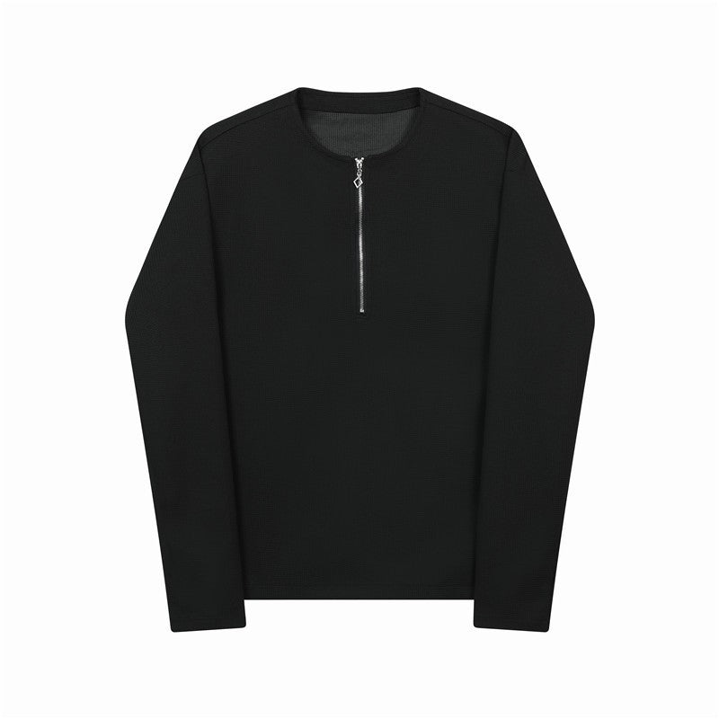 Men's modern monochrome half-zip pullover top!
