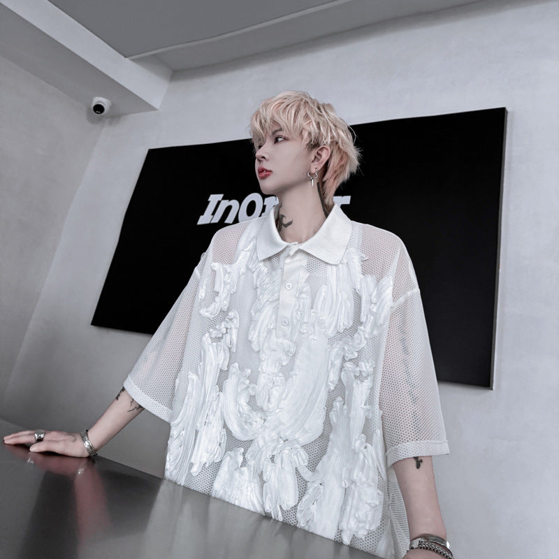 A sheer mesh oversized shirt!
