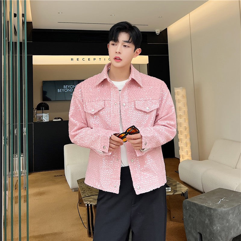 Men's Flash Sequin Casual Shirt Jacket