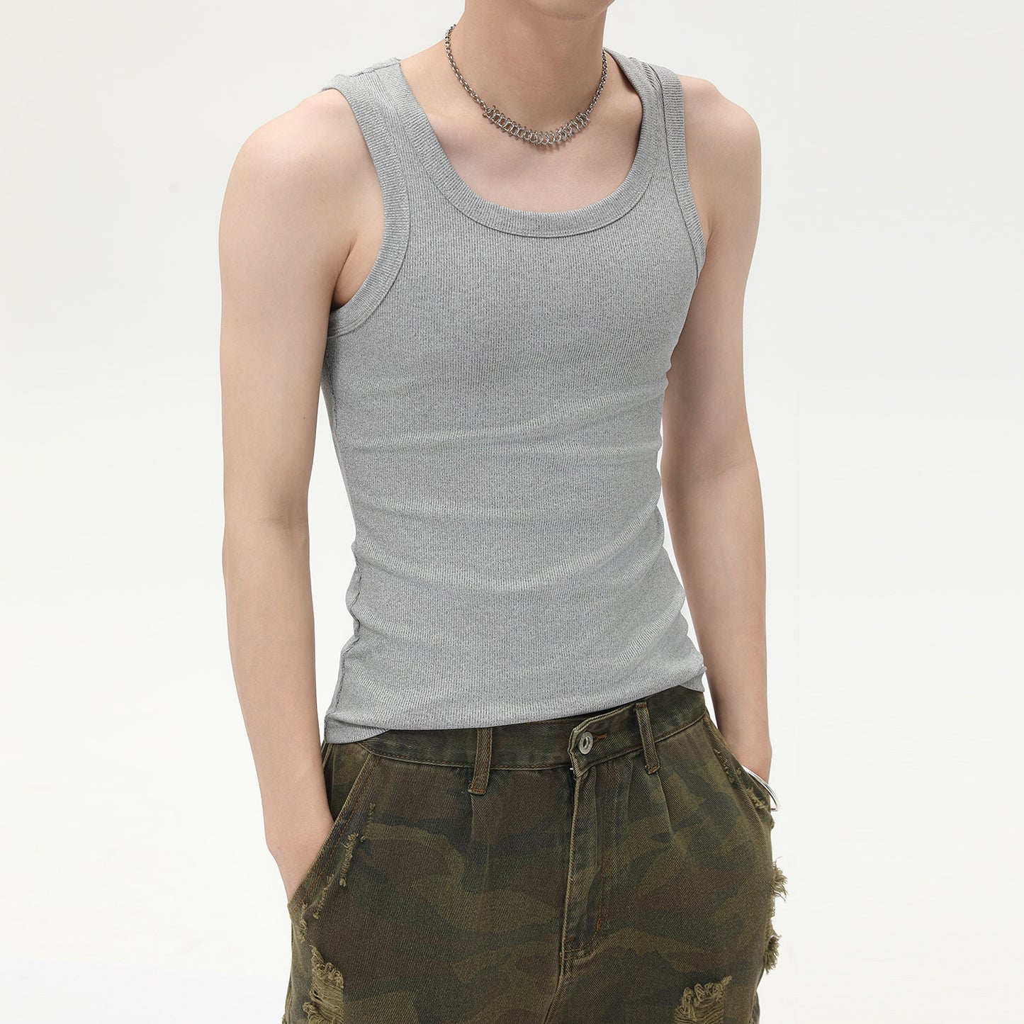 Solid Color Casual Rib Slim Sleeveless Pullover Vest!