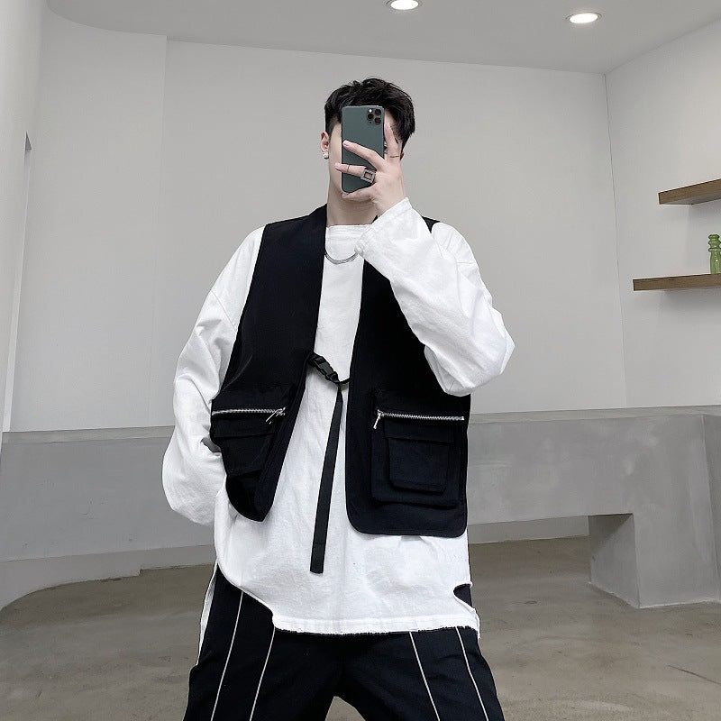 Silver zip pocket vest