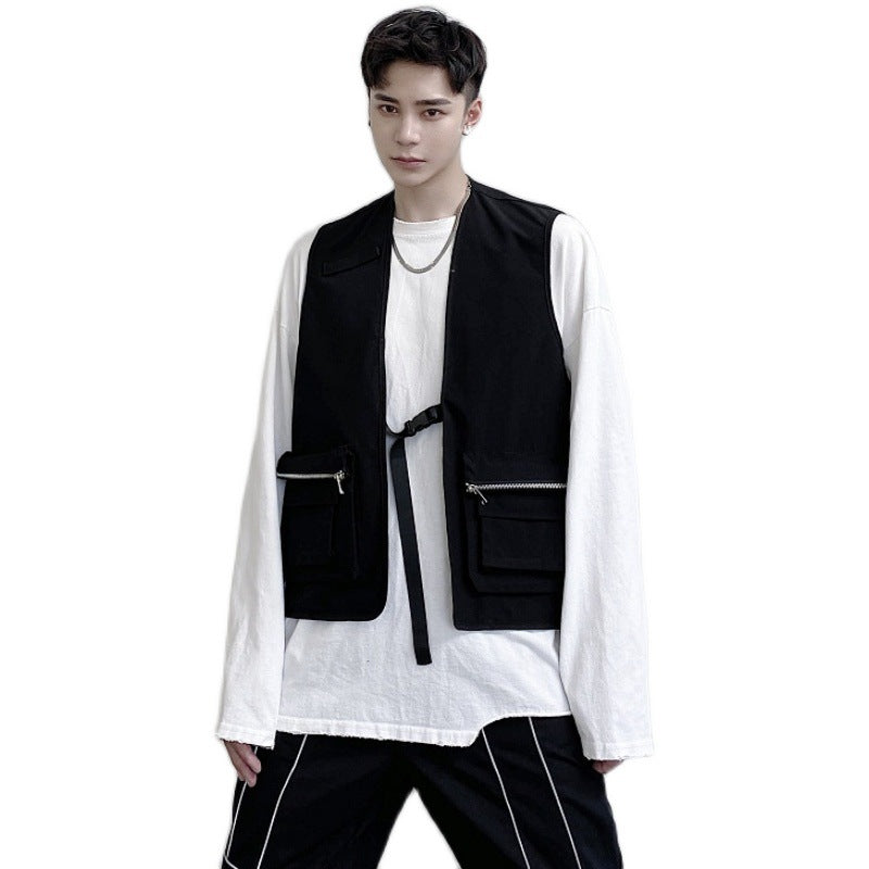Silver zip pocket vest