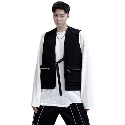 Silver zip pocket vest