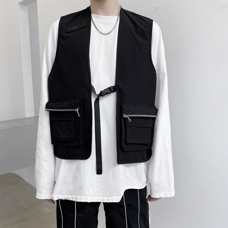 Silver zip pocket vest