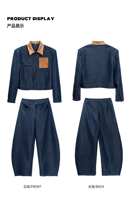 Patchwork jacket casual suit set up