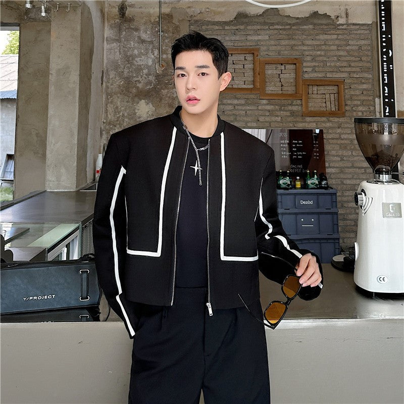 Zip-up jacket with white piping