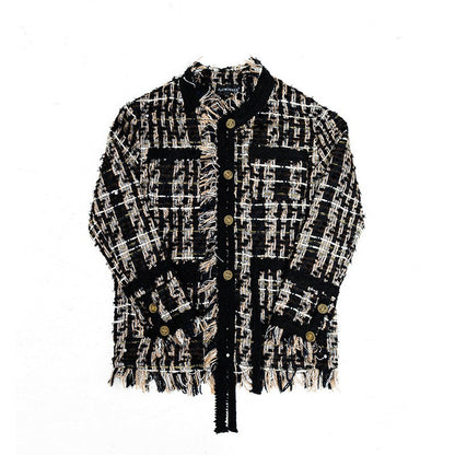 Glen check tweed men's coat