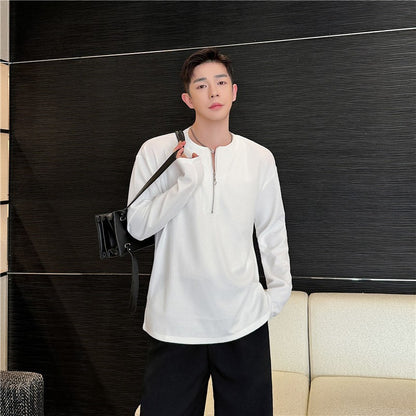 Men's modern monochrome half-zip pullover top!