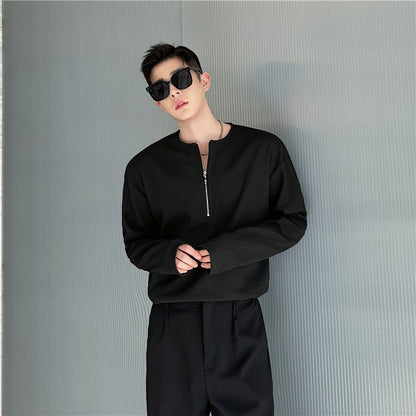 Men's modern monochrome half-zip pullover top!