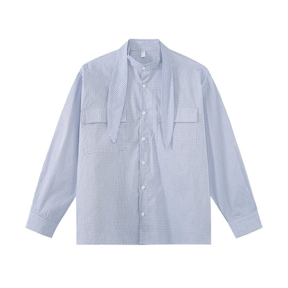 Small checkered long sleeve shirt casual pants！