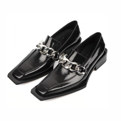 chain elongated loafers