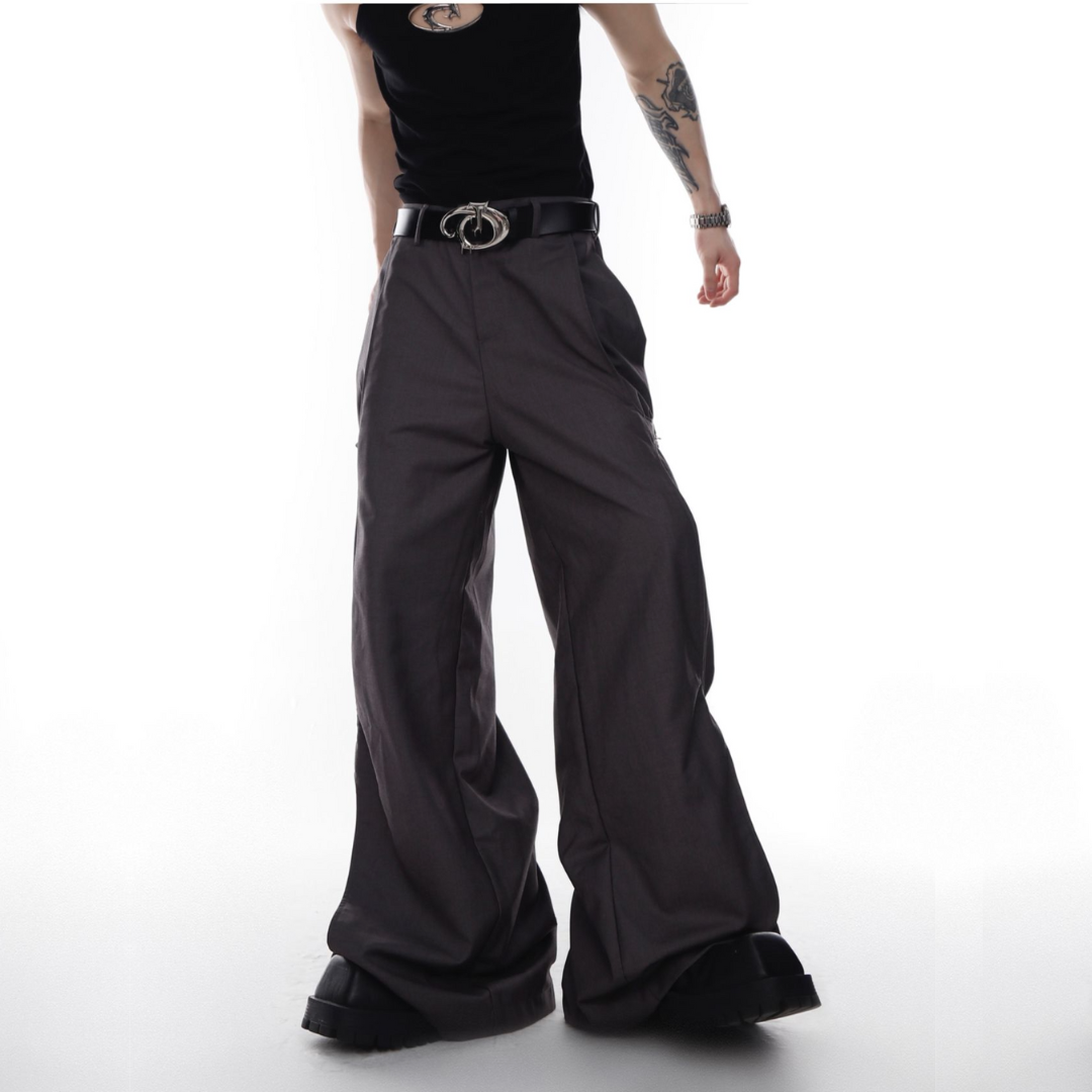 belt slit straight slacks pants – Inked.