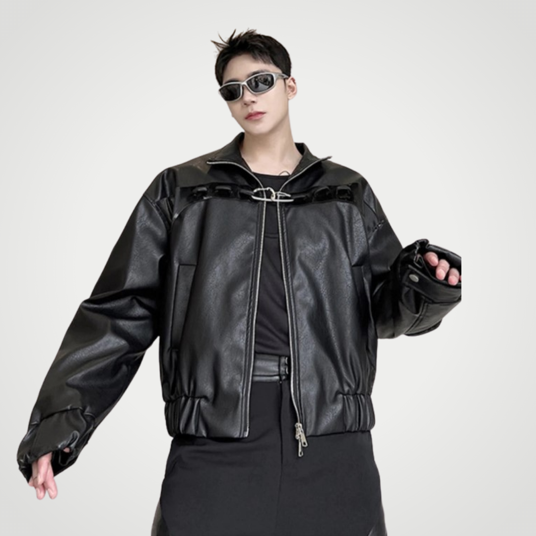 leather short jacket【black】　(GIDEAL)