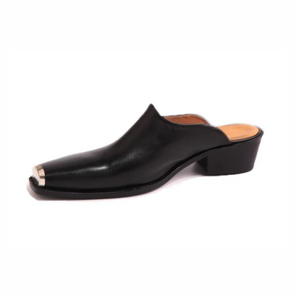 gold toe smooth leather sabot