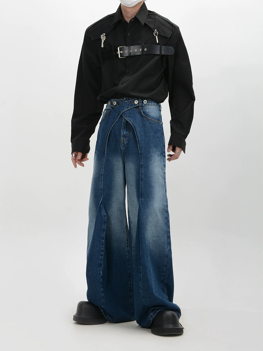 Slightly Flared Pants Wide Jeans