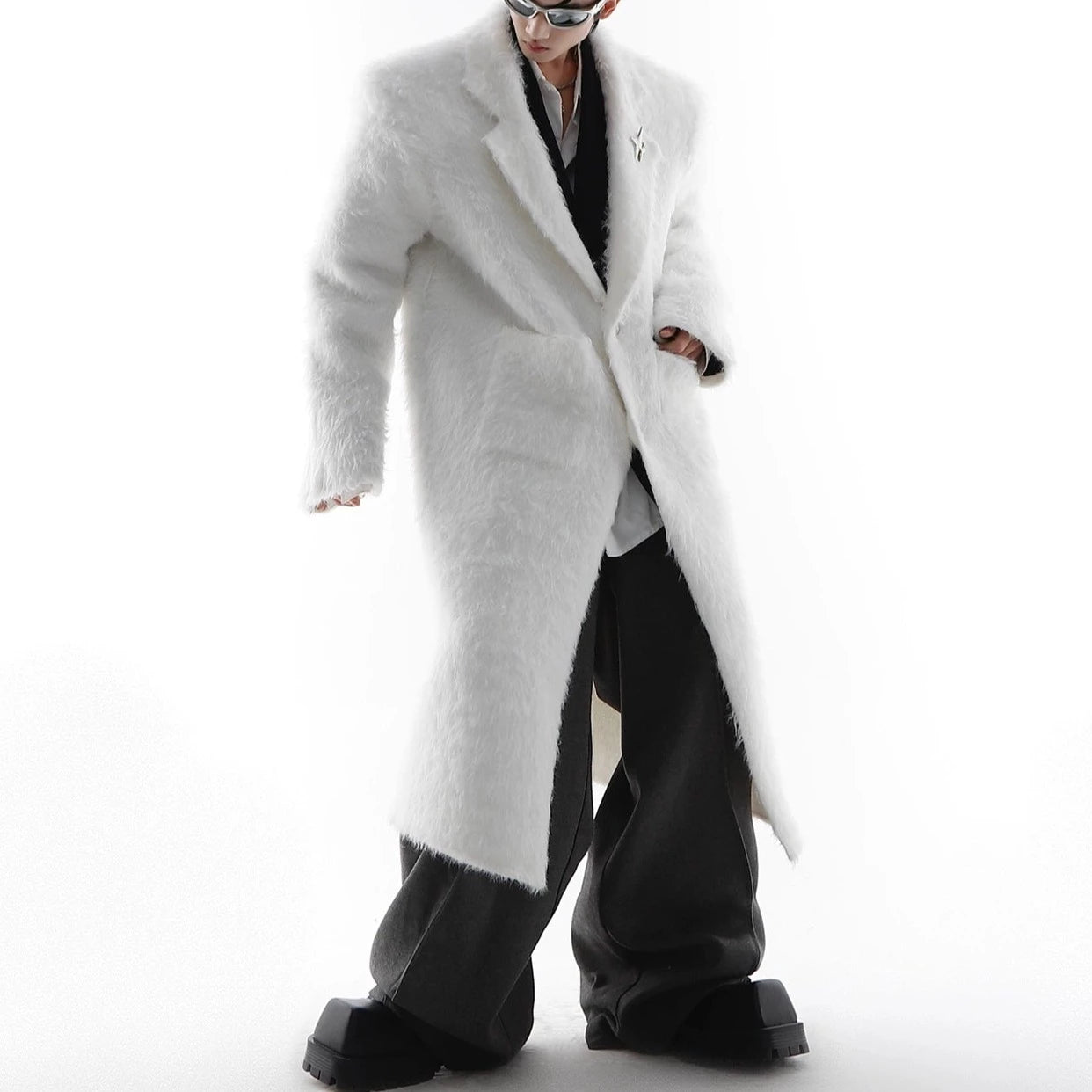 Anti-mink fur padded long coat