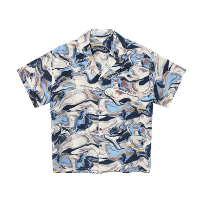 marble pattern short-sleeved T-shirt